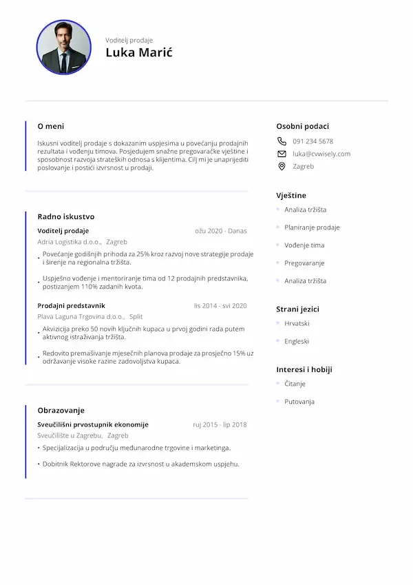 Jednostavan i moderan predložak životopisa