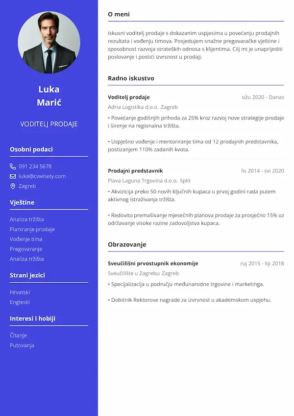 Moderni minimalistički predložak životopisa