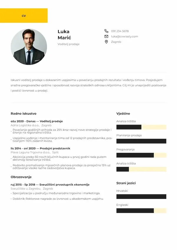 Kreativni predložak životopisa sa sažetkom profila