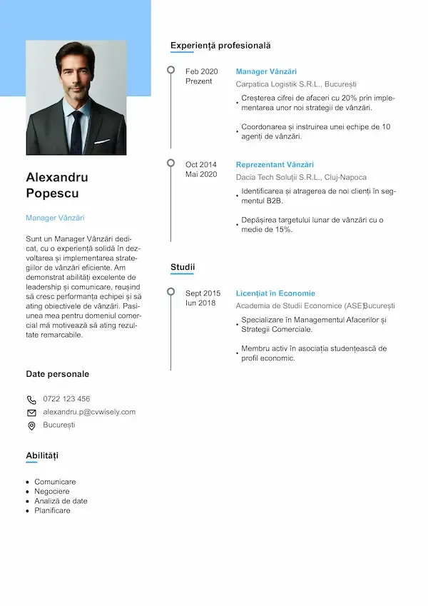 Model CV creativ cu design colorat