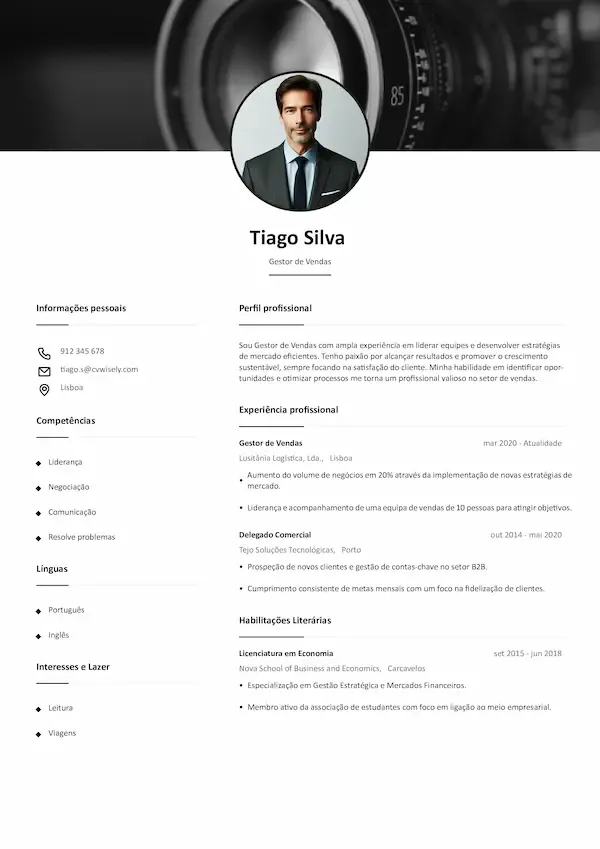 Modelo de Currículo de Uma Página para Estudantes