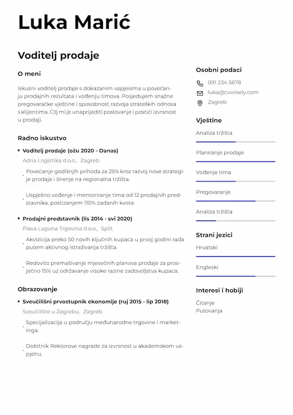 Moderni predložak životopisa