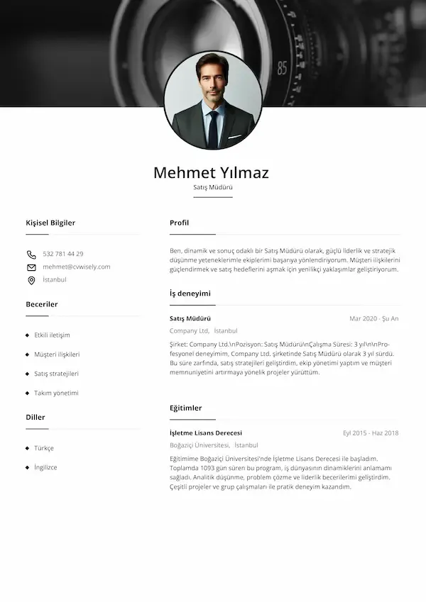 Öğrenciler için tasarlanmış tek sayfalık özgeçmiş şablonu