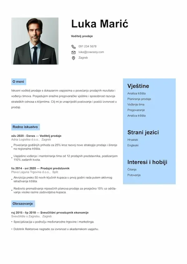 Predložak životopisa koji ističe vještine