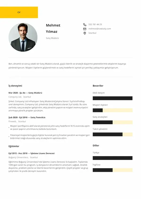 Profil özeti içeren yaratıcı özgeçmiş düzeni